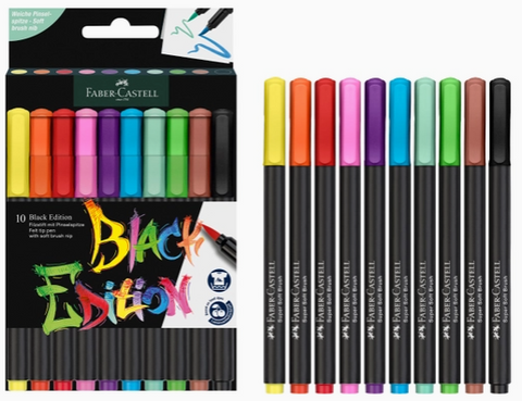 Felt Tip Brush Pens Markers 10 Ct Box