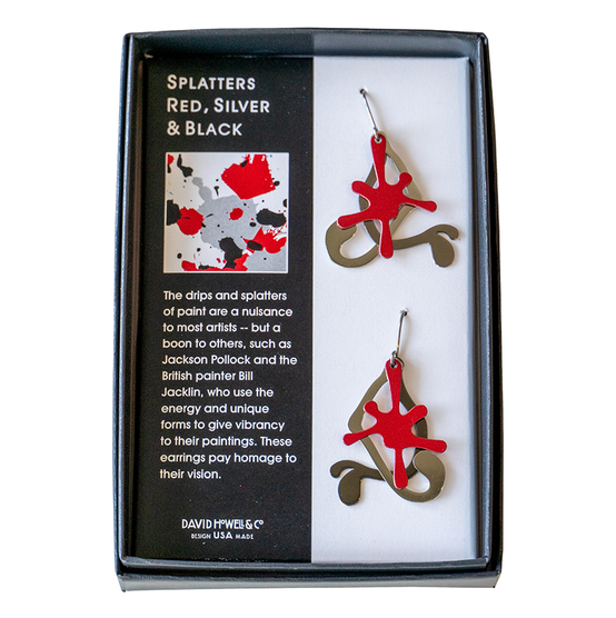 Splatters Red, Silver & Black Earrings
